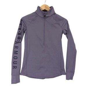 Under Armour ColdGear 1/4 Zip Pullover Top Womens XS Purple‎ Long Sleeve Fitted